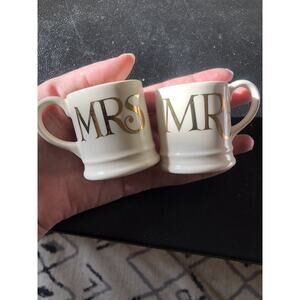 Marmalade & Toast Emma Bridgewater Mr & Mrs Wedding Espresso Mugs? Small Gold